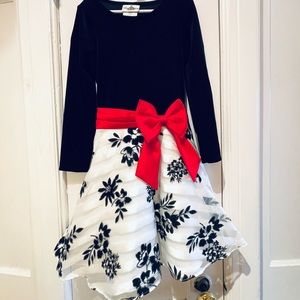 Rare Editions Girls Velvet Bodice to Embroidered Skirt.